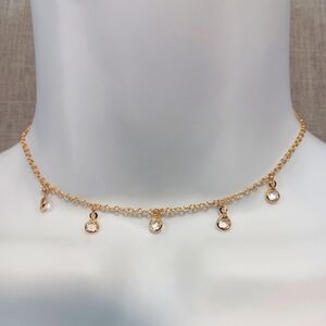 Gold Dainty Crystal Choker Necklace 12" Fairycore Whimsigoth‎ Y2K Dangle Jewelry